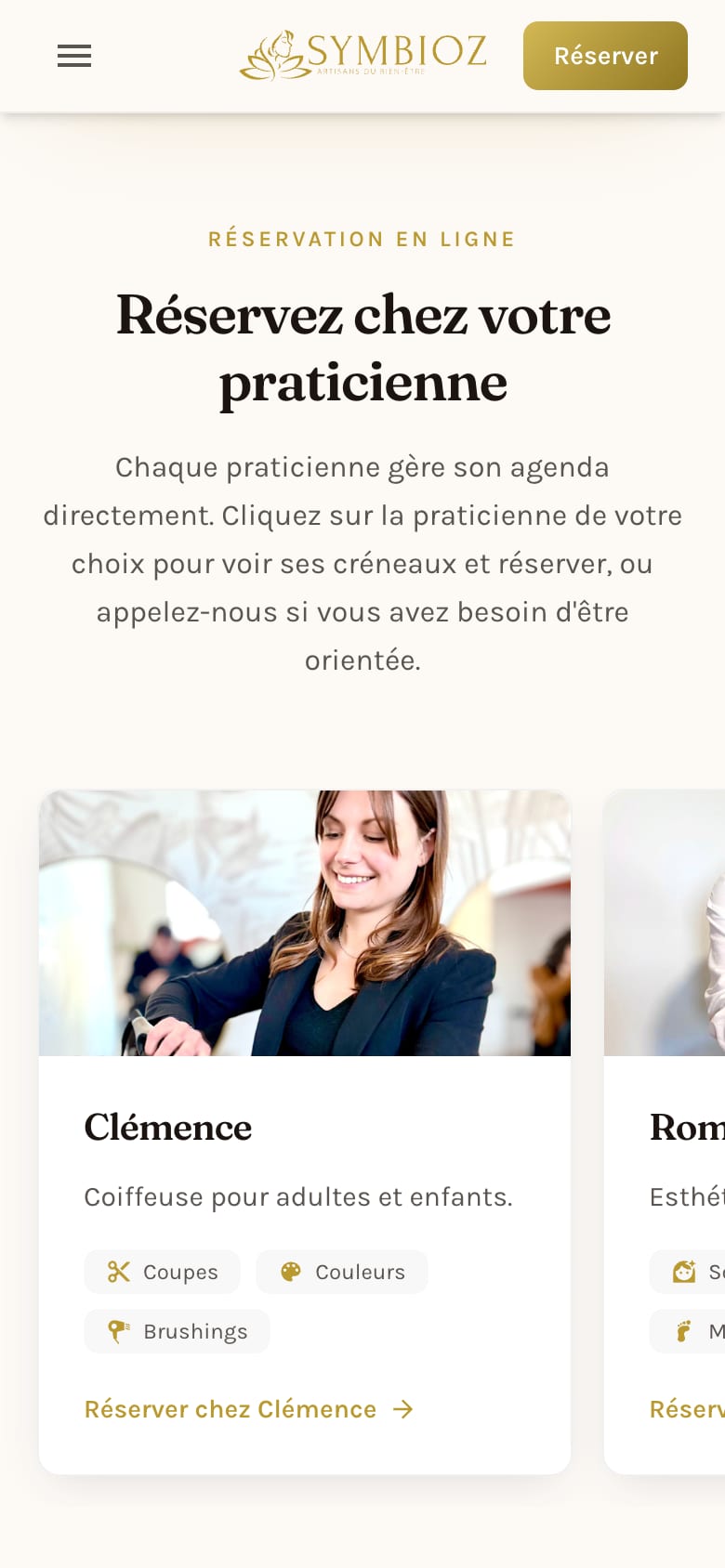 Site web client - Symbioz, version mobile
